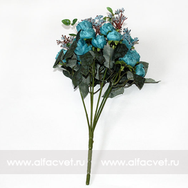 искусственные цветы букет роз цвета синий 12