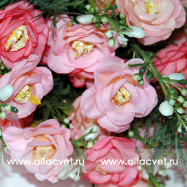 искусственные цветы букет роз цвета темно-розовый с розовым 45