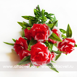 искусственные цветы букет роз пластик цвета красный 4
