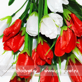 искусственные цветы тюльпаны цвета красный с белым 21